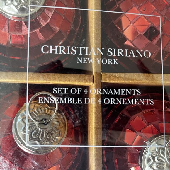 Christian Siriano NY Set of 4 Mirror Disco Ball Christmas/New Years Ornaments - Picture 2 of 10